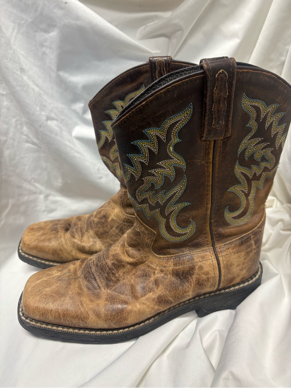 Old West Brown Leather Western Cowboy Boots | Men’s Size 6